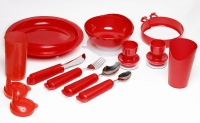 Комплект столовой посуды (цвет: красный) 11 предметов (для инвалидов) HK-4003