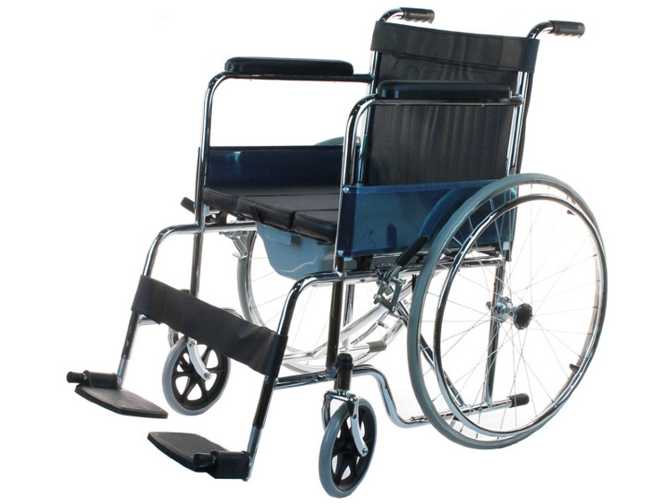 Кресло-коляска инвалидная с санитарным оснащением LY-250-682, со съемным туалетным устройством, ширина сиденья 44 см, складная